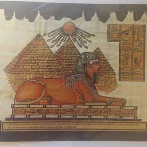 Hand-painted papyrus painted souvenir portrait (The Sphinx Design)